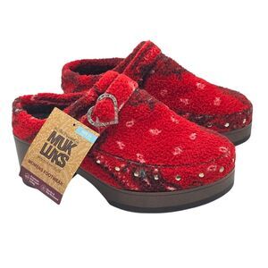 Muk Luks Womens Spain Aragon Heeled Mule Slip On Shoes Clogs Red Bandana Size 11